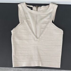 Bebe bodycon Cream Sleeveless Crop Top size M